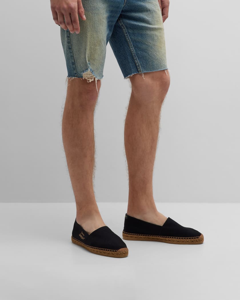 Saint Laurent Men's Logo-Stitched Canvas Espadrilles