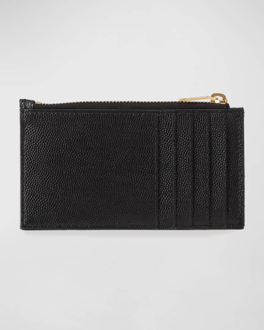 Saint Laurent Monogram Grained Leather Zip Card Case - Black