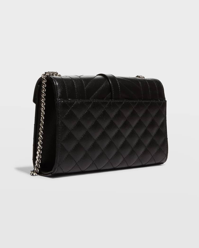 Saint Laurent Monogram Quilted Textured-leather Pouch In Dark