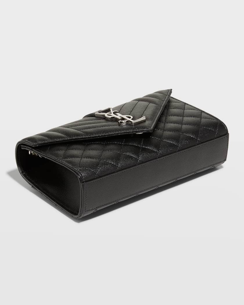 Saint Laurent Monogramme Quilted Textured-leather Pouch - Off