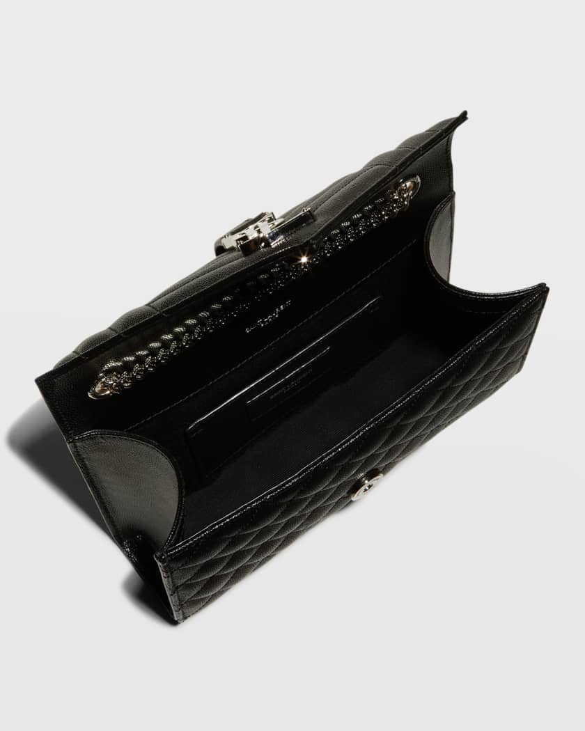 Saint Laurent 'small Monogram' Print Leather Wristlet In Dark