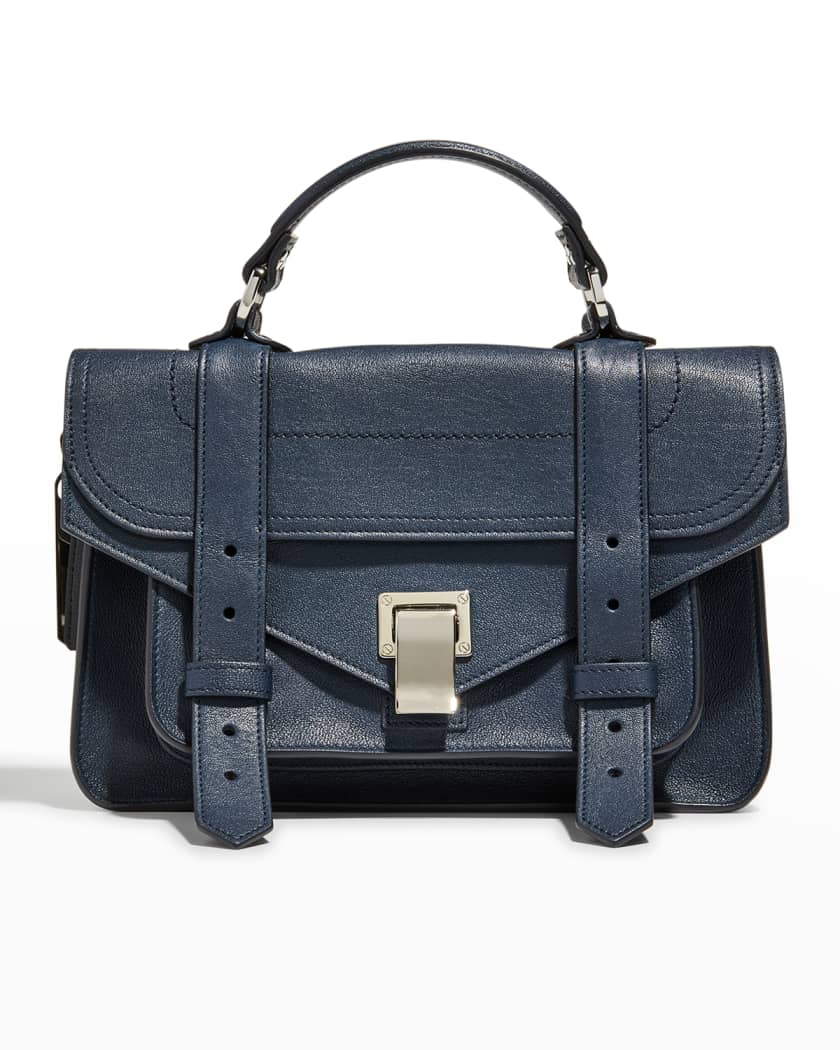 Proenza Schouler Midnight Blue Ps1 Tiny Lux Leather Satchel Bag, $1,475, SSENSE