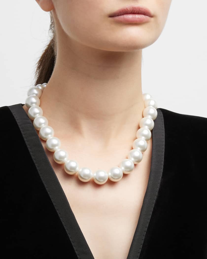 Ben Amun 24k Gold Electroplate Large Pearl Strand Necklace