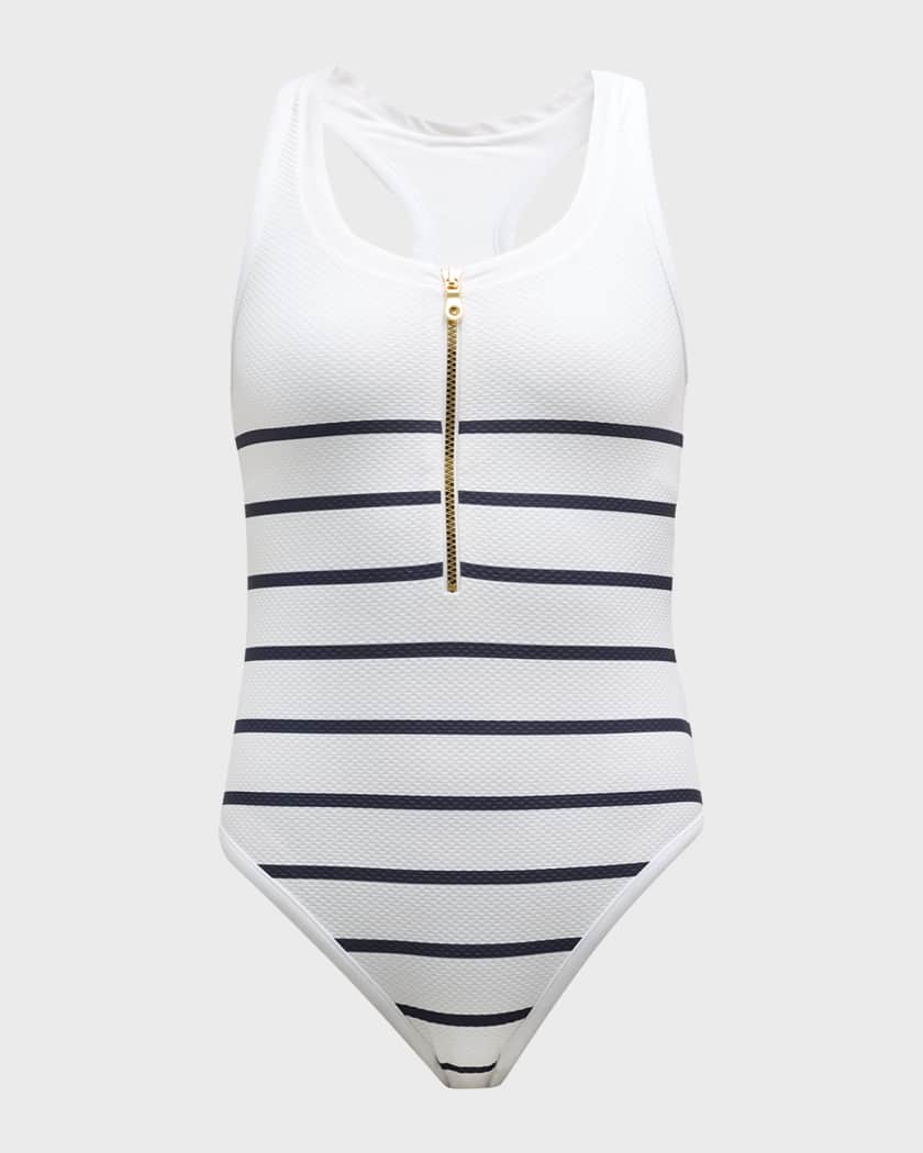 Core Textured Binding Racerback One Piece Swimsuit