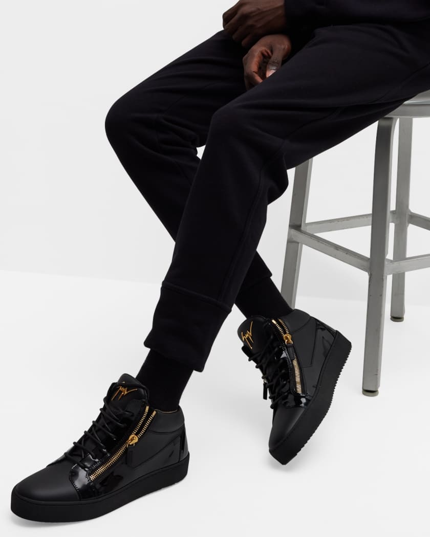 Premier Sympton Mastermind Giuseppe Zanotti Men's Kriss Leather Mid-Top Sneakers | Neiman Marcus