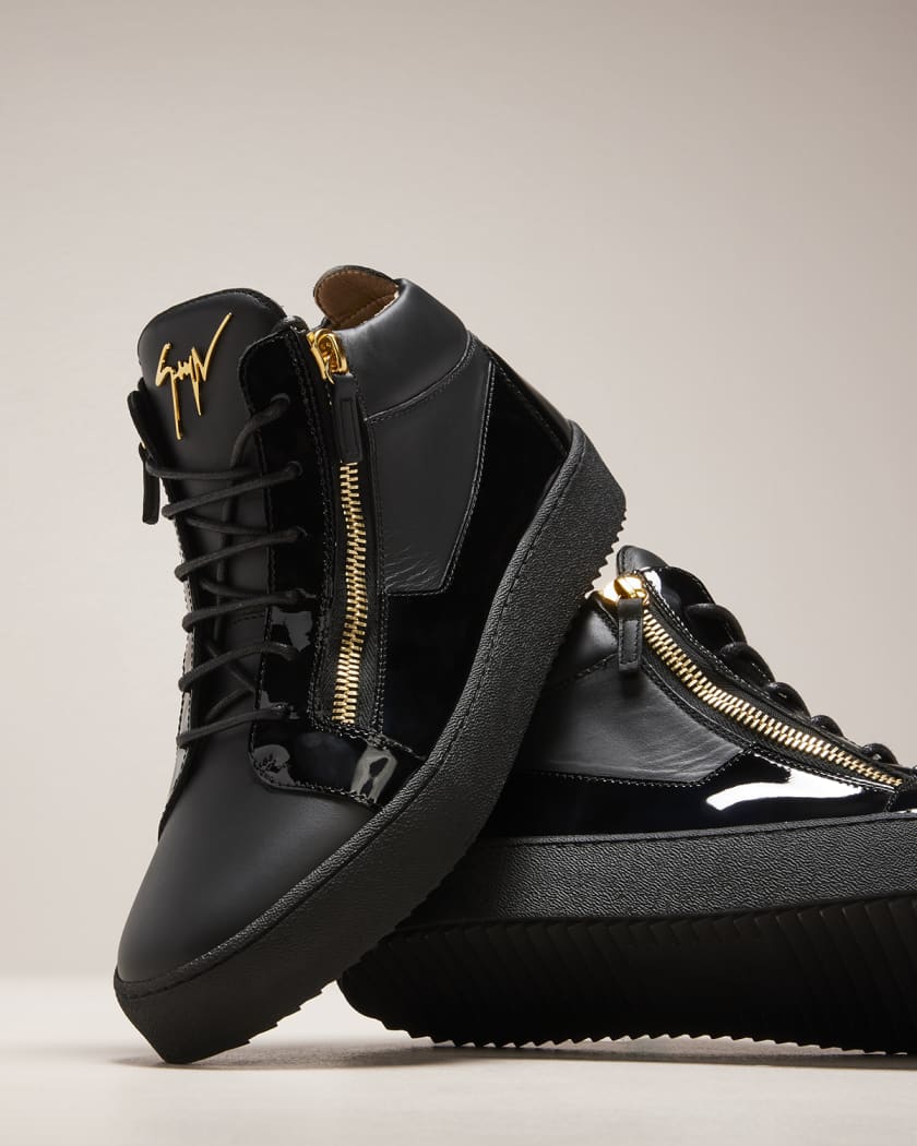 Tutor Miraculous idiom Giuseppe Zanotti Men's Kriss Leather Mid-Top Sneakers | Neiman Marcus