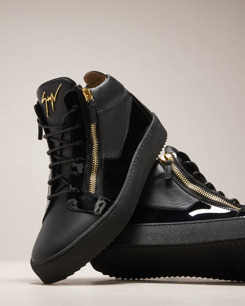 Giuseppe Zanotti Men's Embossed Leather Mid-Top Sneakers