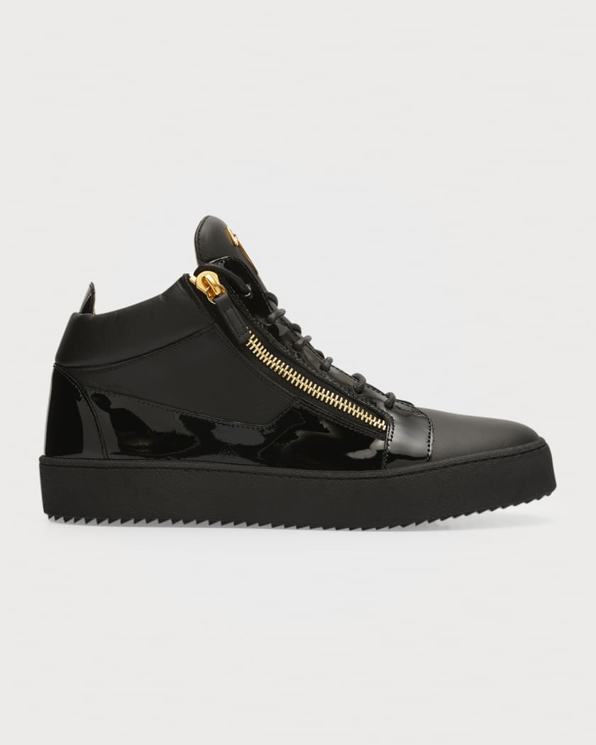 Giuseppe Zanotti Men's Kriss Leather Mid-Top Sneakers | Neiman Marcus