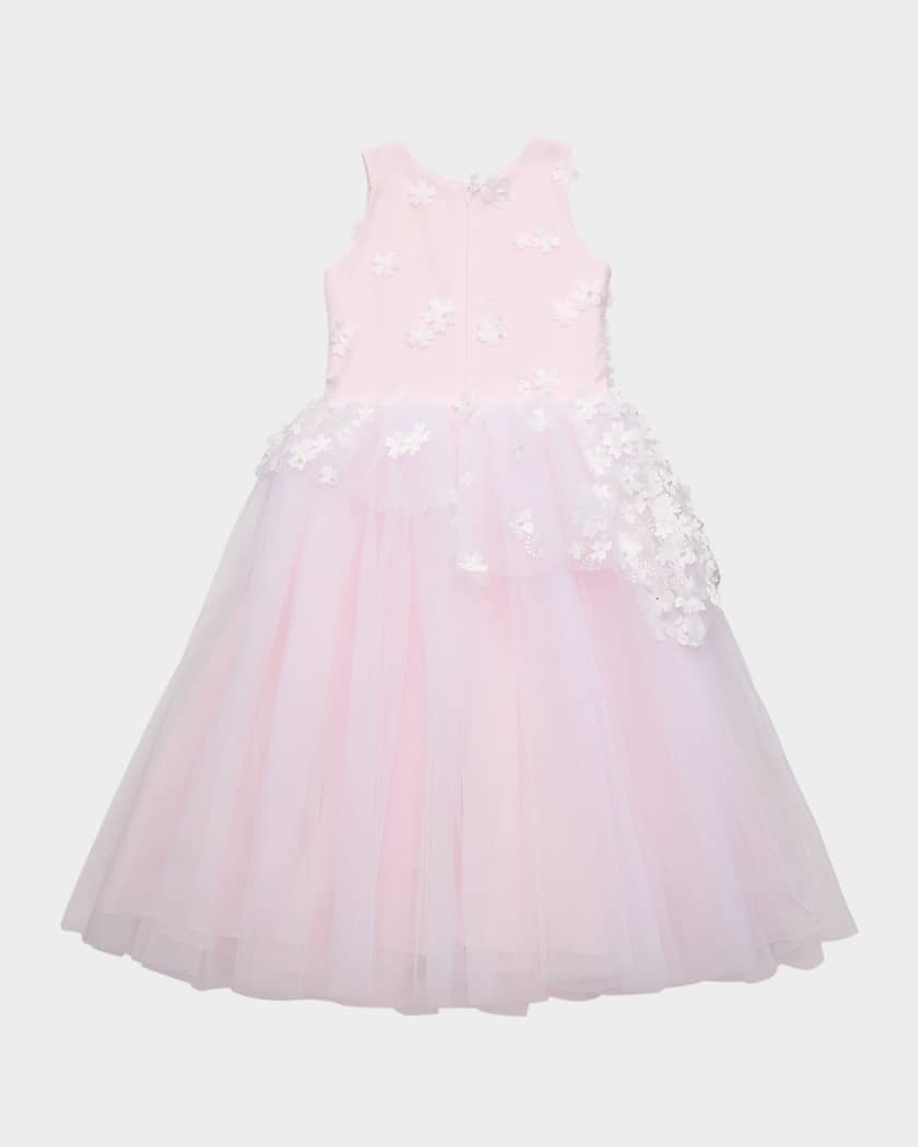 Girl's Lauren 3D Flower Embellished Tulle Dress, Size 2-12