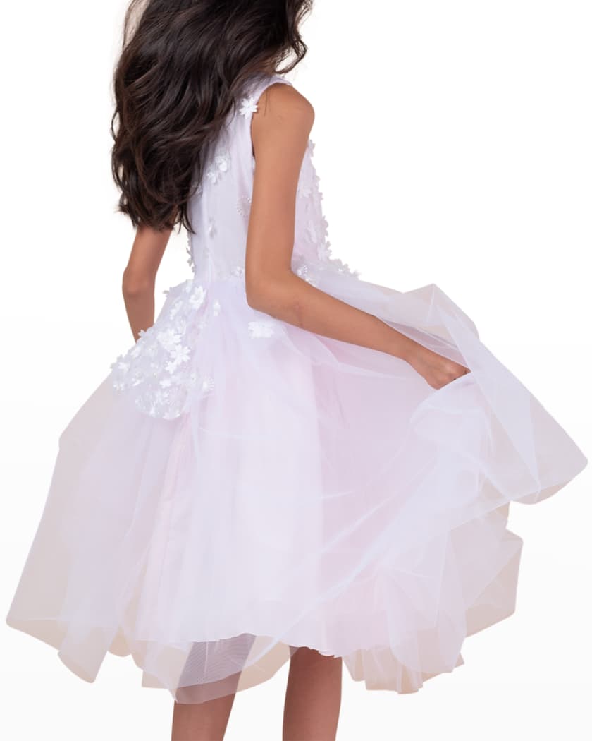 Girl's Lauren 3D Flower Embellished Tulle Dress, Size 2-12