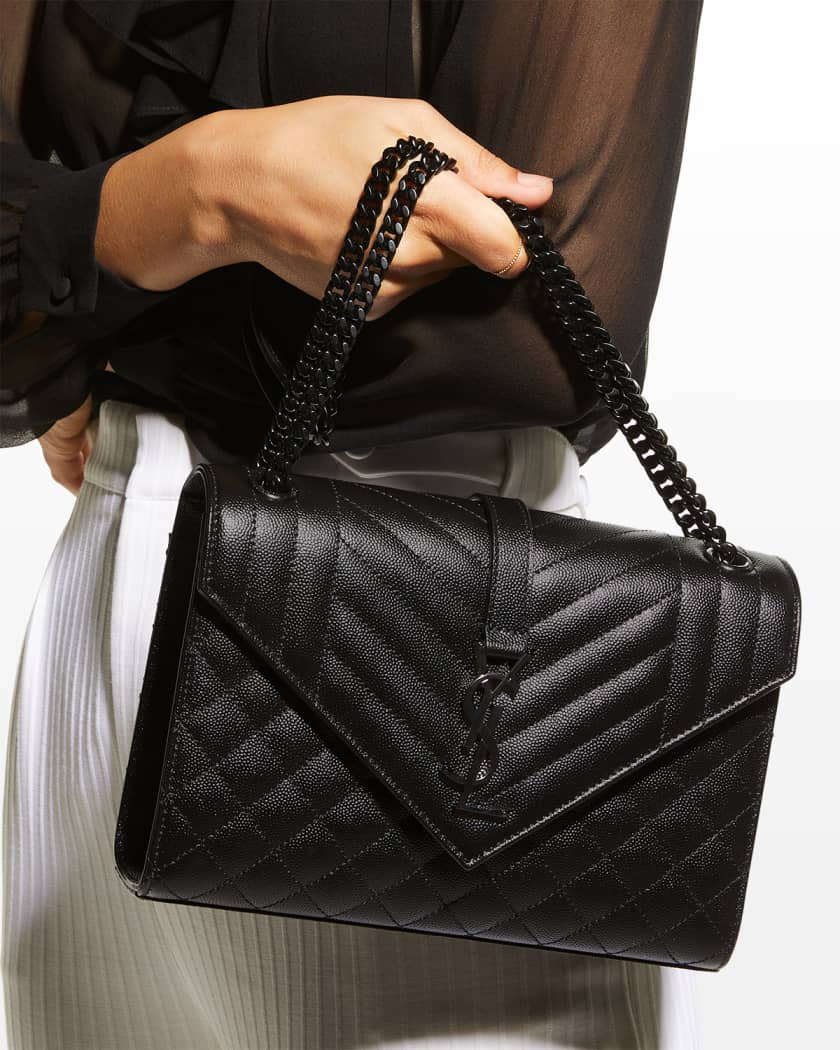 SAINT LAURENT Envelope small quilted textured-leather shoulder bag