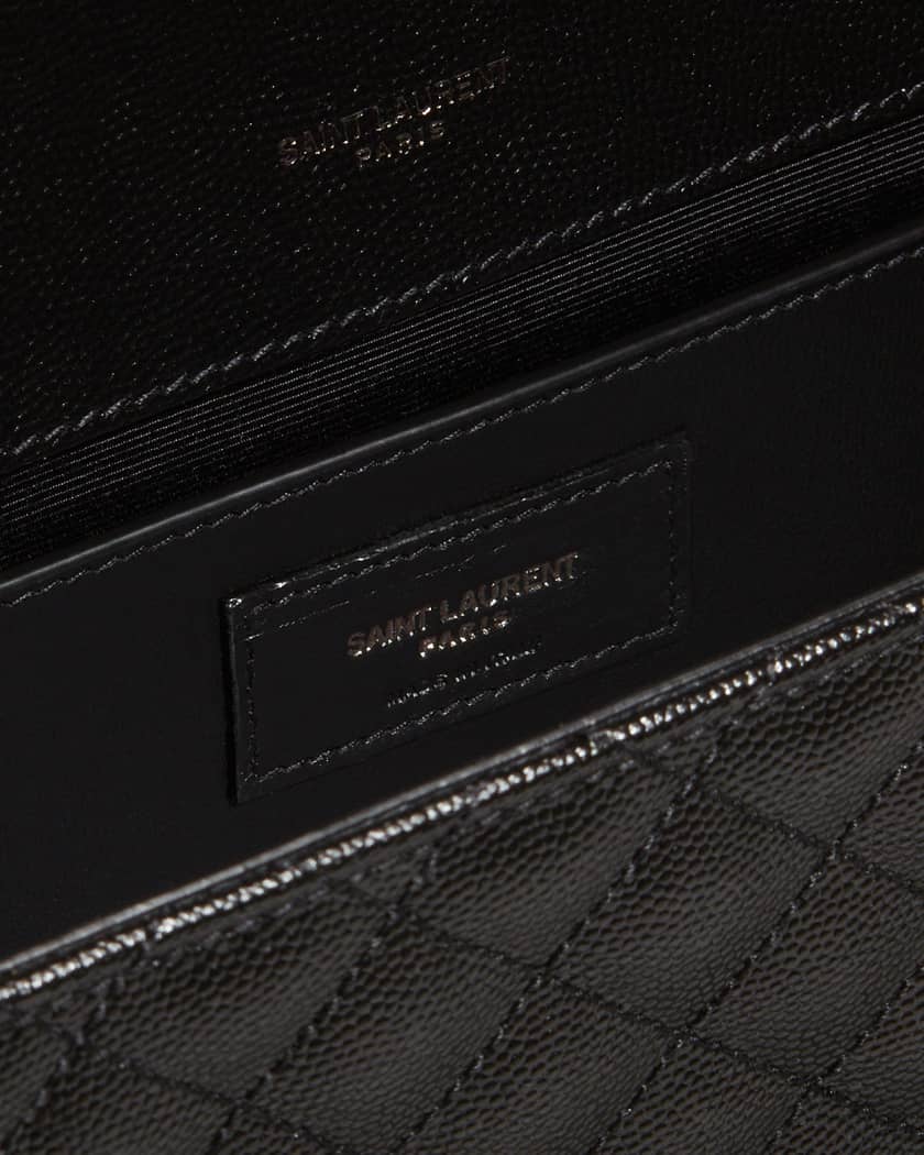 SAINT LAURENT Envelope medium quilted textured-leather shoulder bag