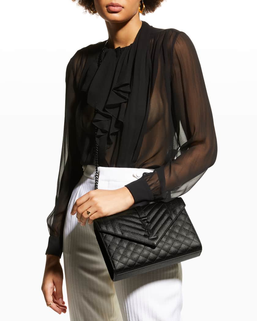 Envelope Triquilt Medium YSL Shoulder Bag in Grained Leather