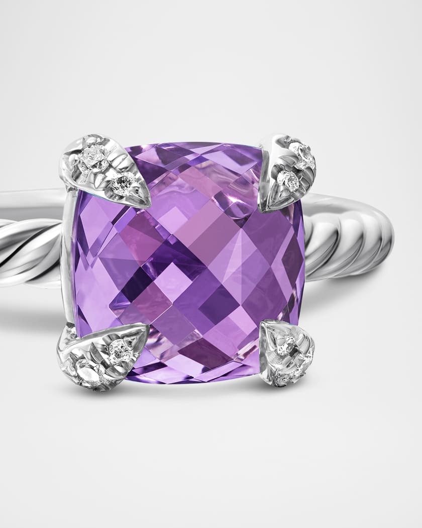 David Yurman Chatelaine Cushion Ring with Gemstone and Diamonds in
