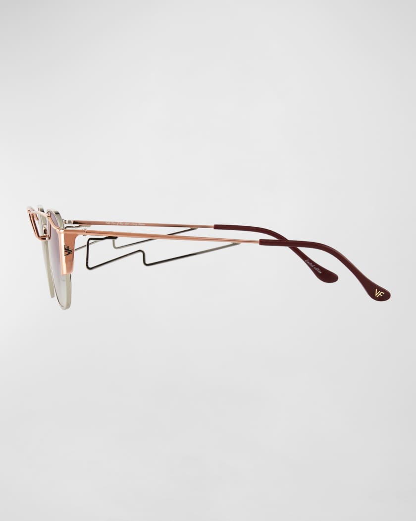 Vintage Frames Company Men's Gradient Geometric Metal Sunglasses