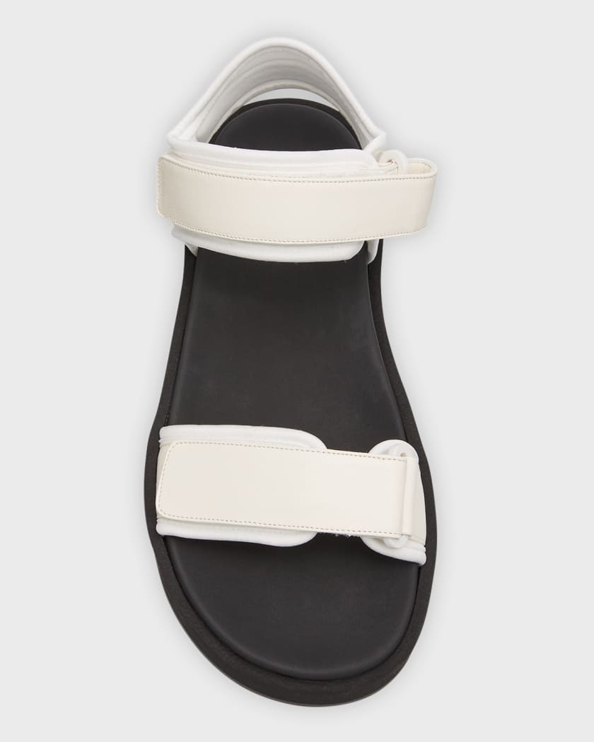 Hook-Loop - White Leather Sandals
