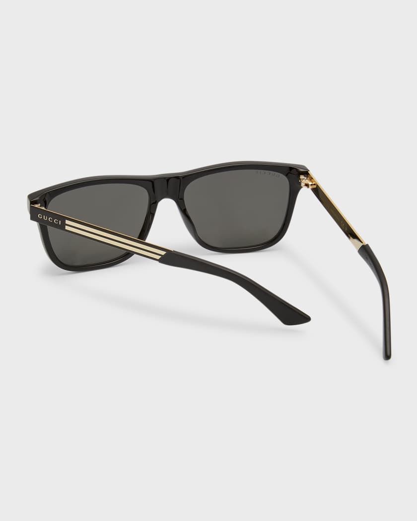 Men's Square Acetate Logo Sunglasses