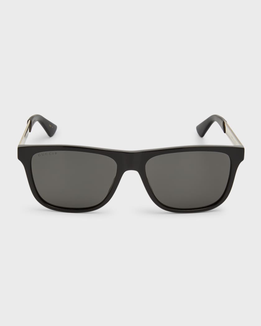 Men's Square Acetate Logo Sunglasses