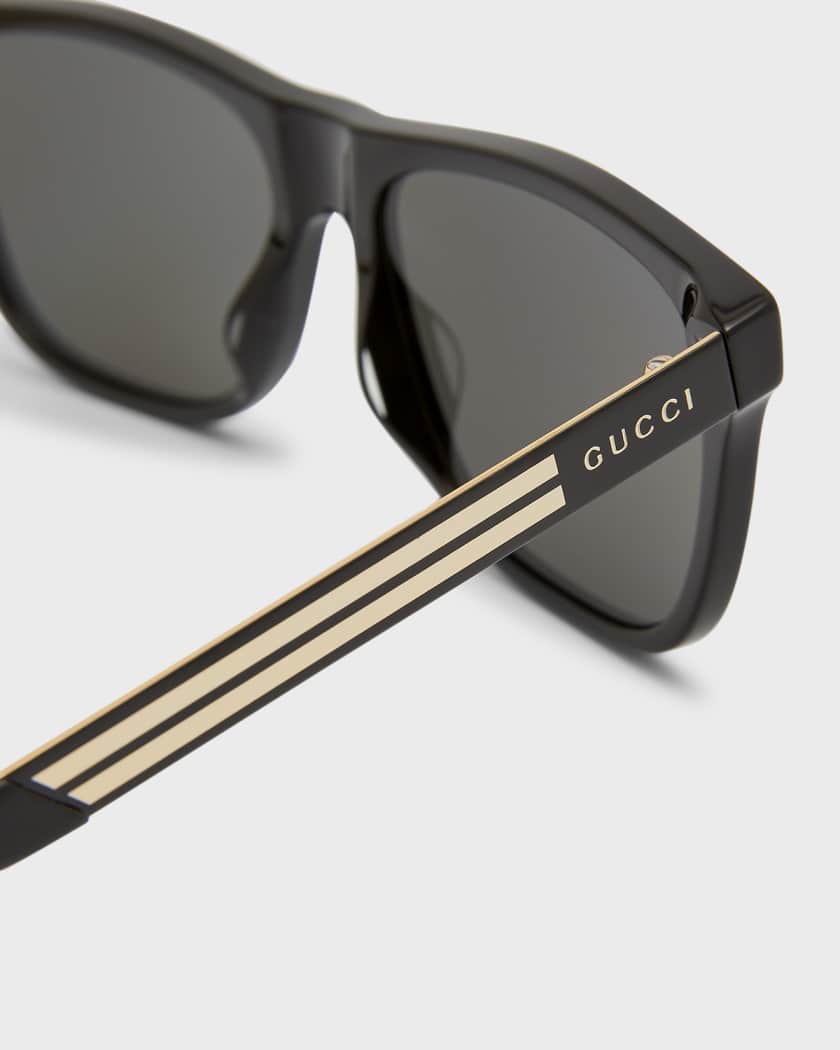 Men's Square Acetate Logo Sunglasses