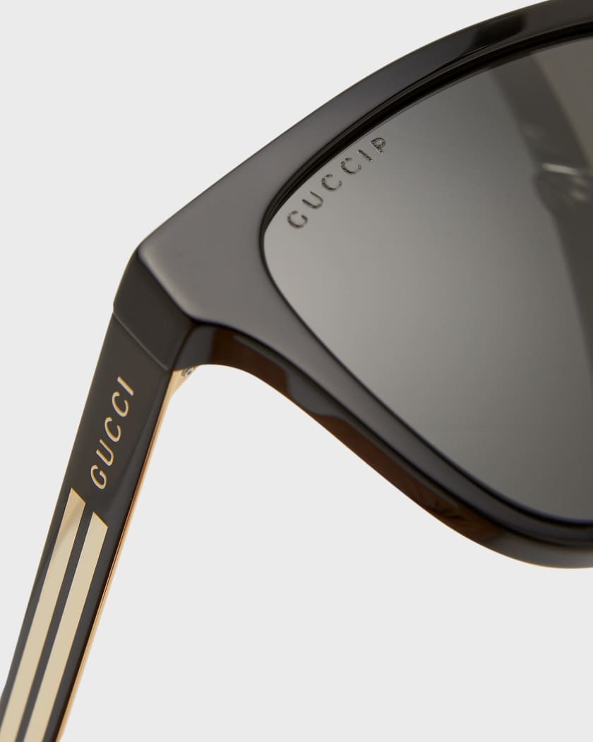 Men's Square Acetate Logo Sunglasses