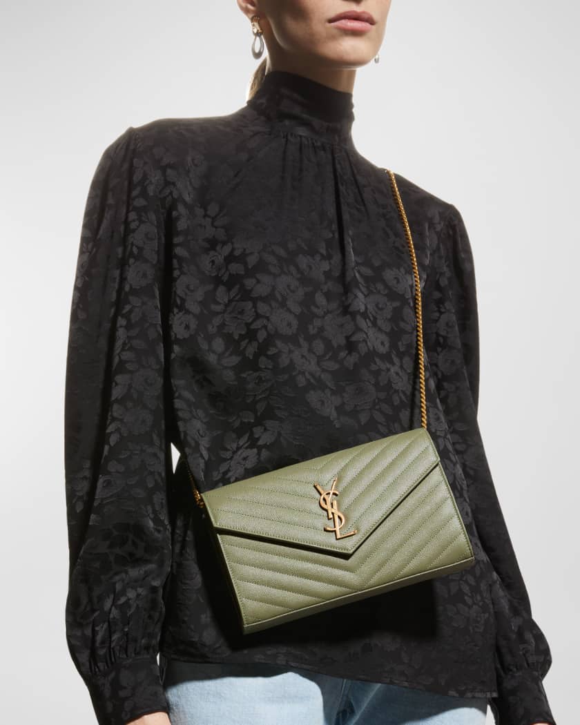 Large monogram quilted leather wallet discount on a chain