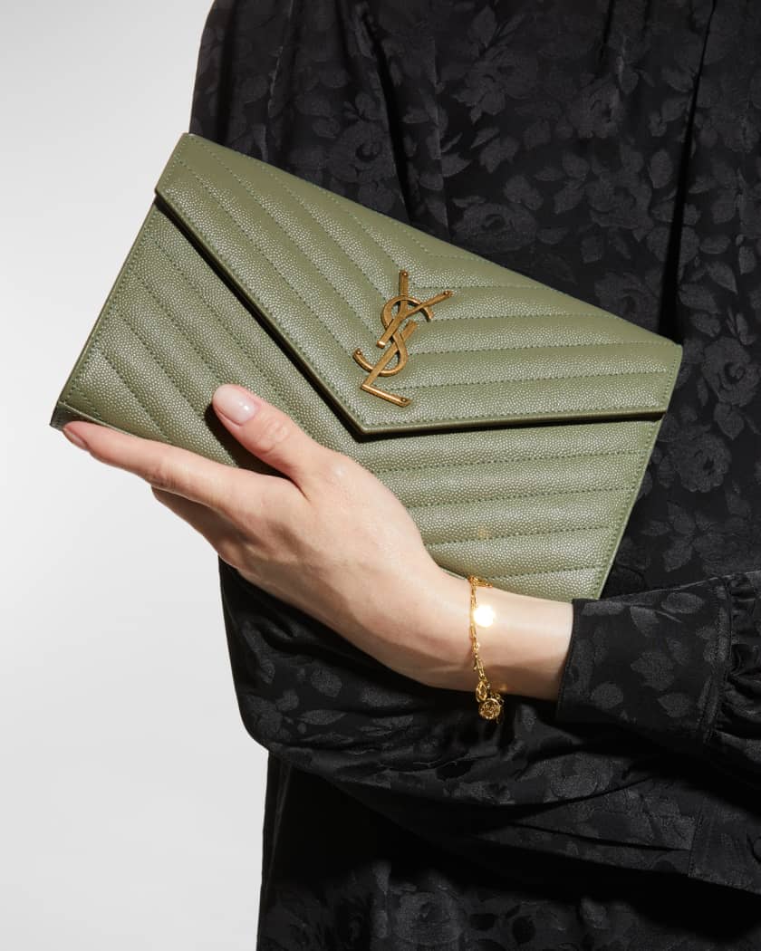 Saint Laurent YSL Grain de Poudre Envelope Wallet on Chain