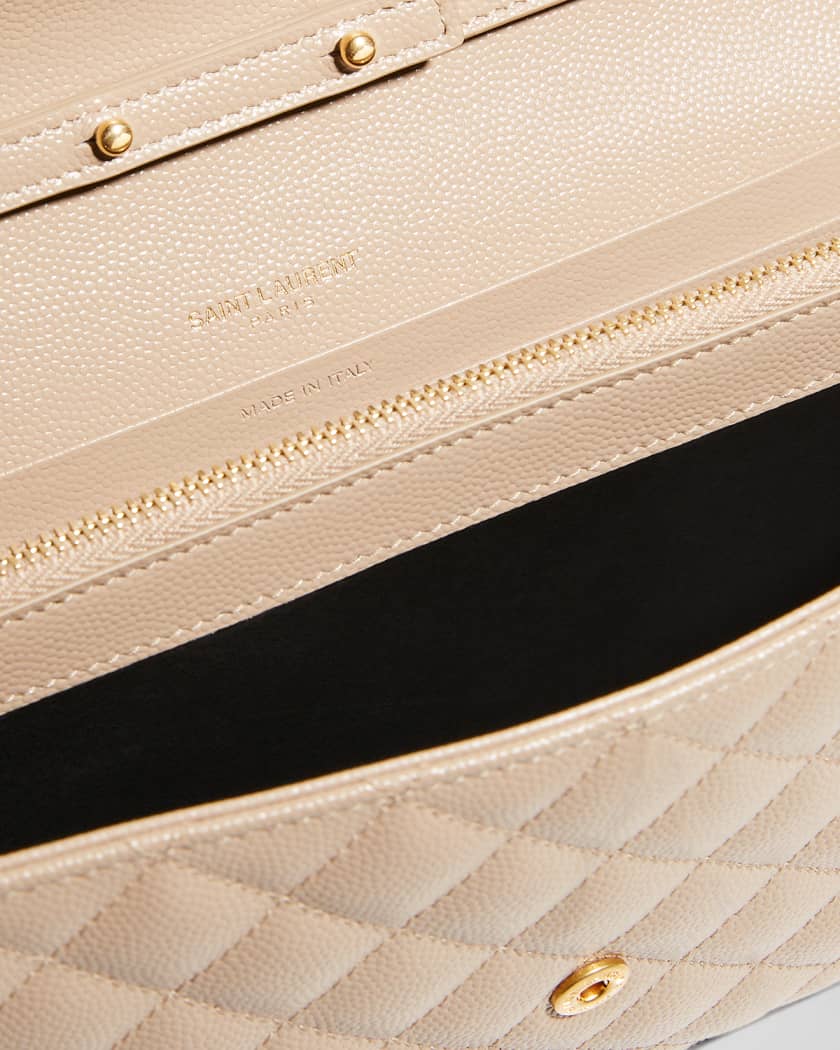 Envelope Triquilt YSL Wallet on Chain in Grained Leather