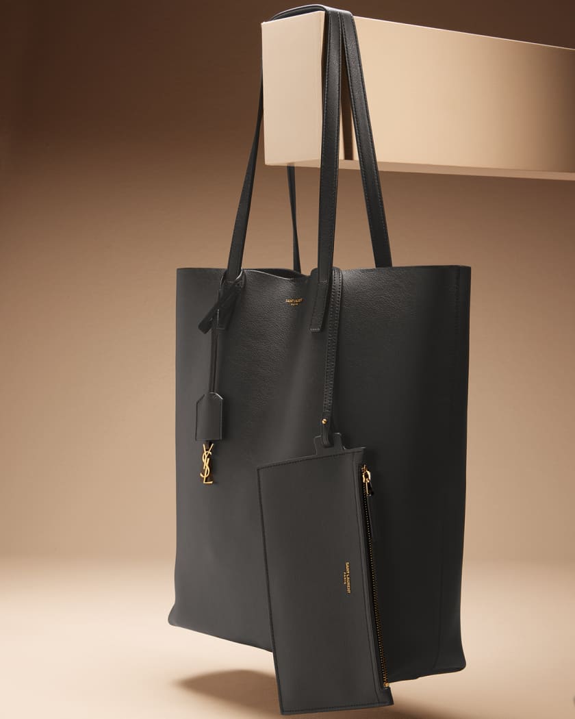 YVES Saint Laurent Black Leather East West Shopping Tote Bag