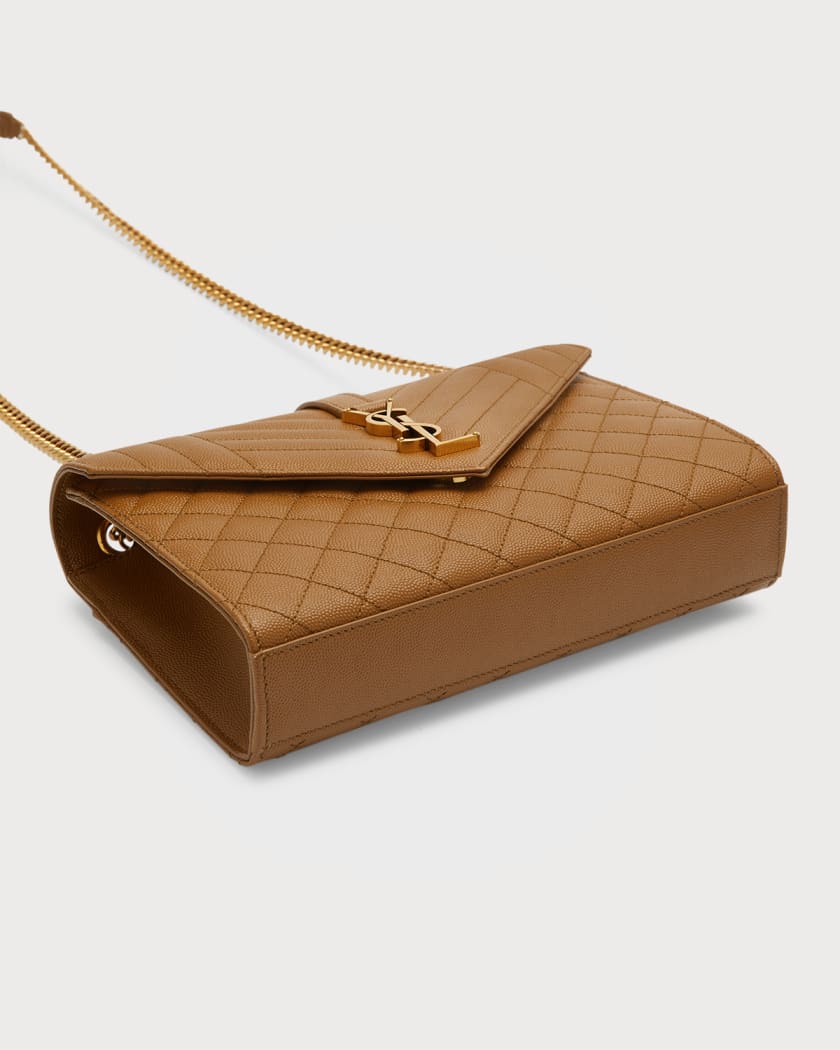 MEDIUM ENVELOPE IN QUILTED GRAIN DE POUDRE LEATHER, Saint Laurent