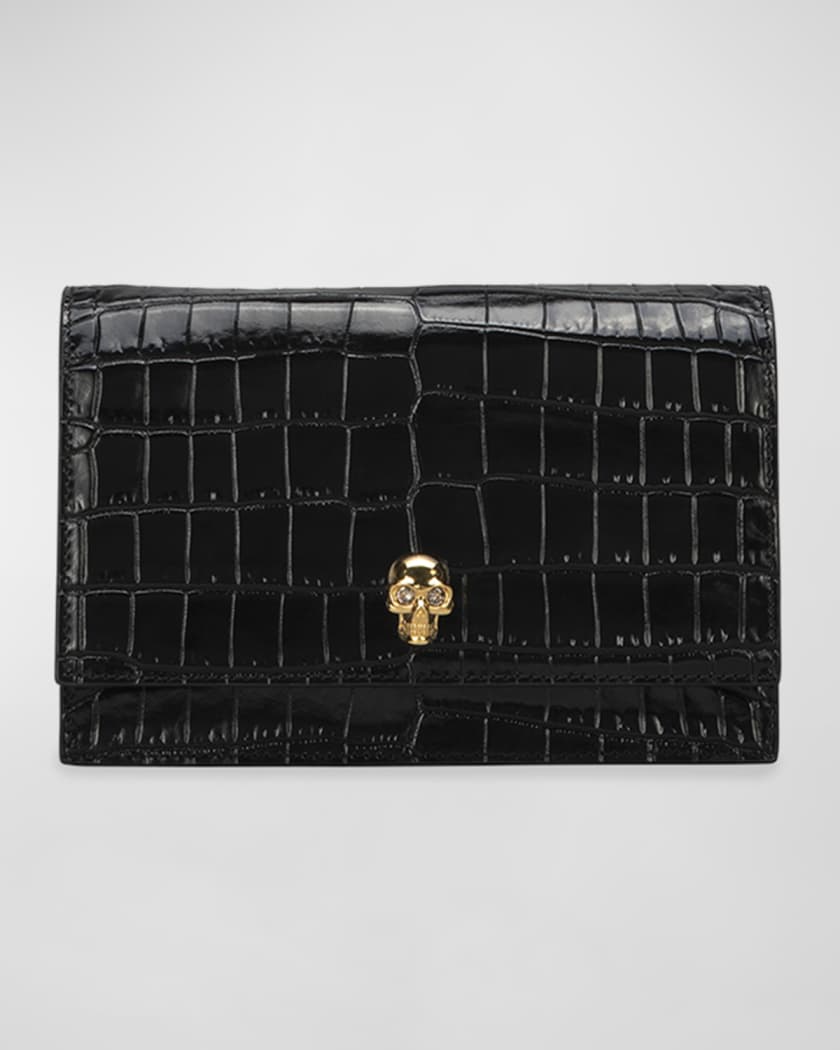 Alexander McQueen Off White Croc-embossed Skull Wallet