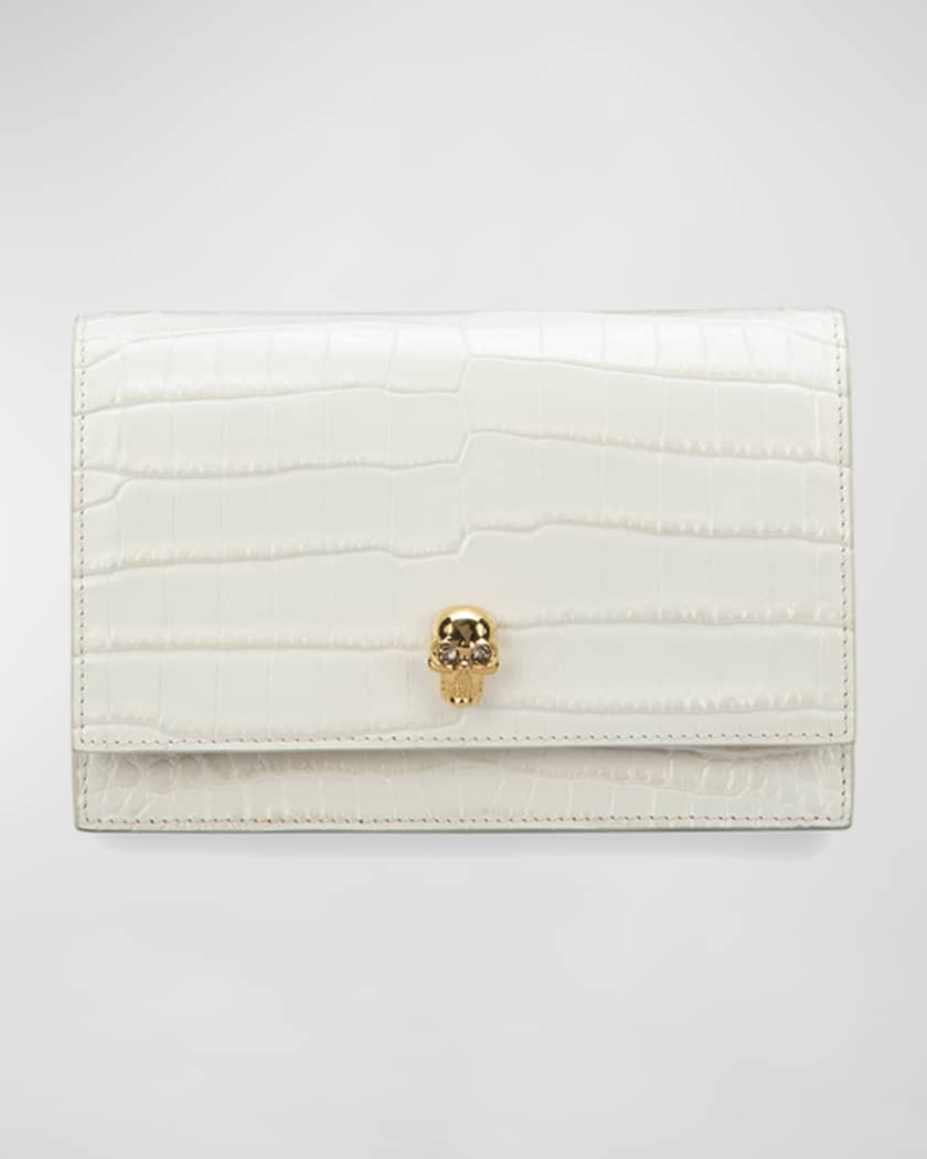 Mini Mock Croc Crossbody Bag with Small Skull
