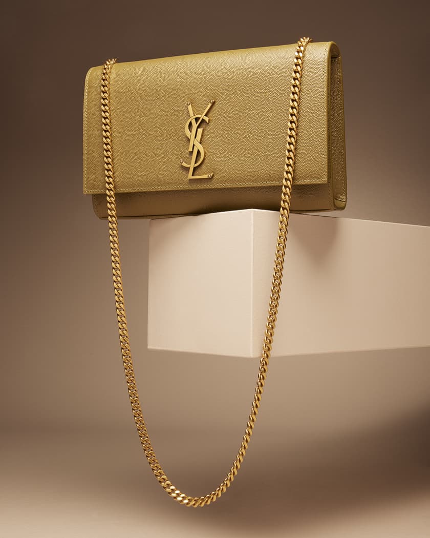 Saint Laurent Small Kate Satin Shoulder Bag in Gold Dust