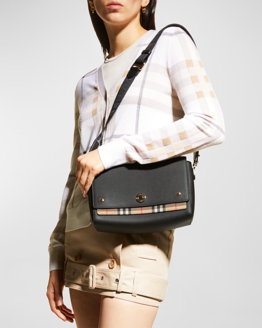 Burberry Note Medium Leather & Vintage Check Crossbody Bag | Neiman Marcus