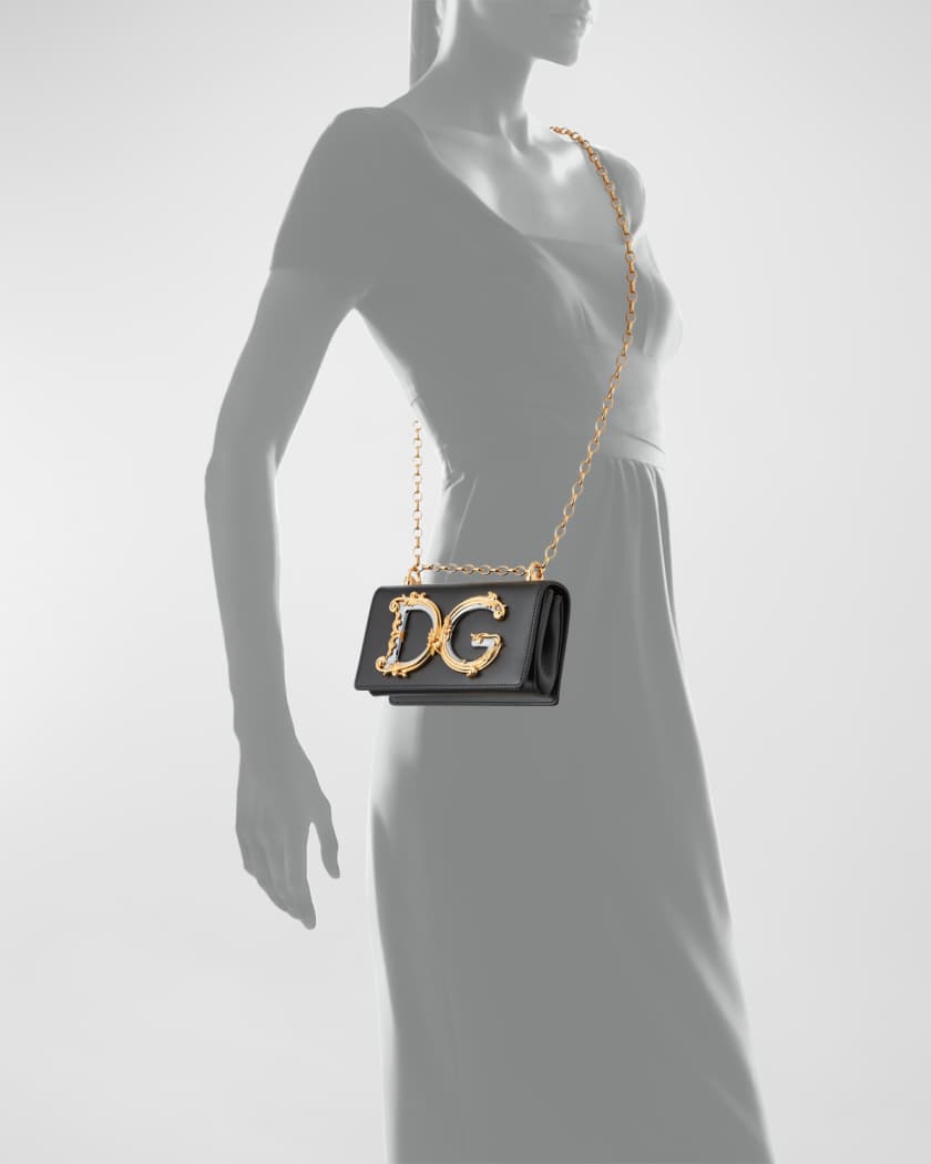 Dolce&Gabbana DG Girls Barocco Leather Shoulder Bag | Neiman Marcus