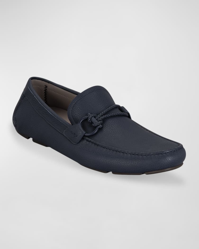 Ferragamo Front 4 Leather Driving Loafers Blue