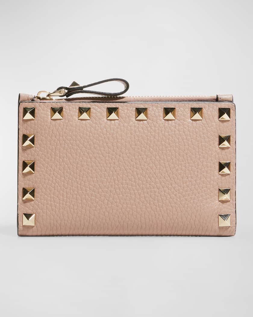 Valentino Garavani Rockstud Leather Zip Coin Purse Card Holder