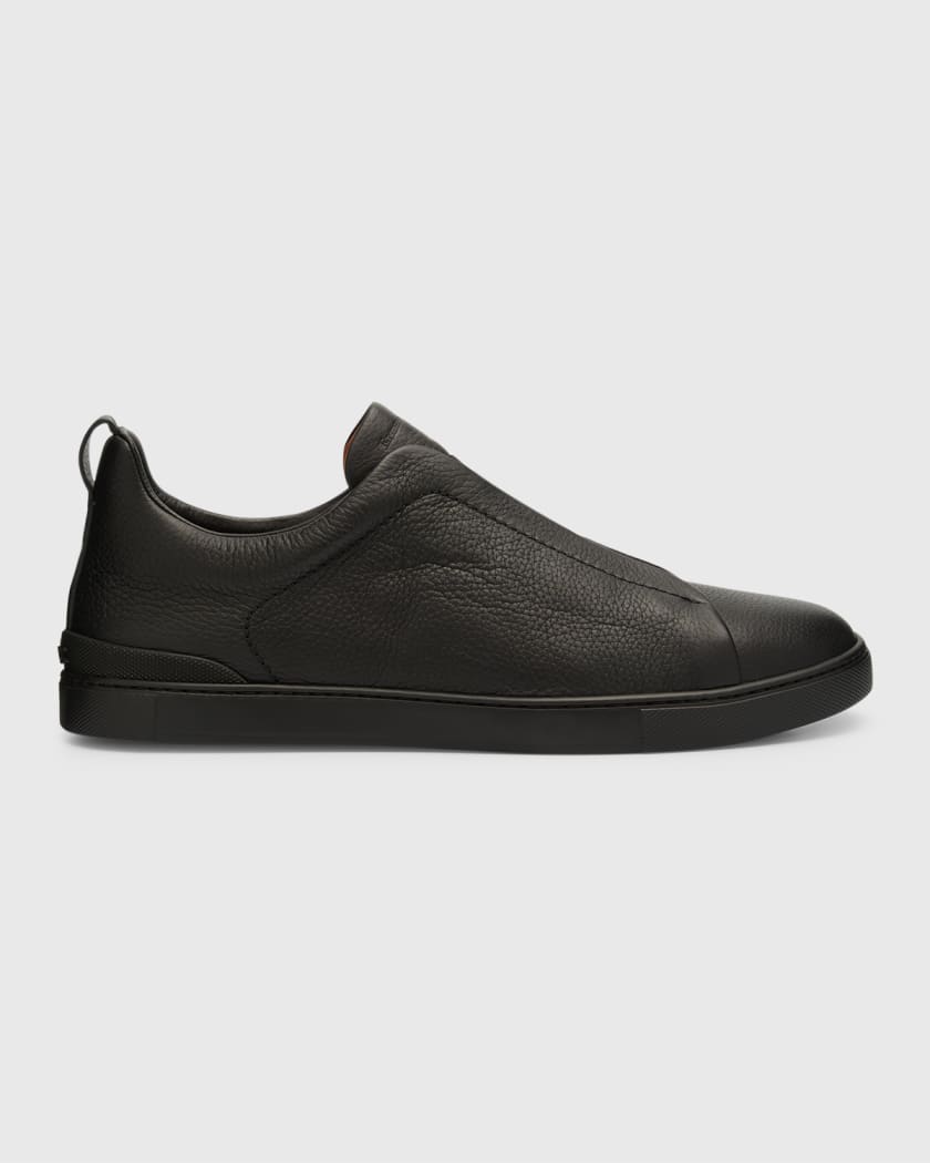 Zegna Men's Triple Stitch Leather Sneakers