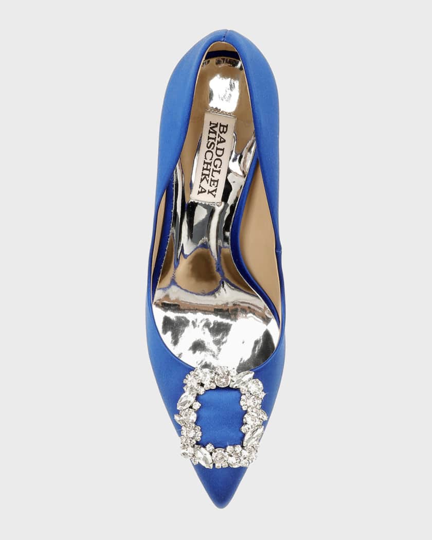 Cher Satin Buckle Cocktail High-Heel Pumps