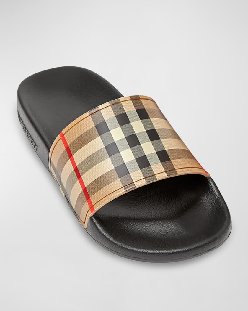 Burberry Kid's Mini Furley Check Slide Sandals, Toddler/Kids | Neiman Marcus