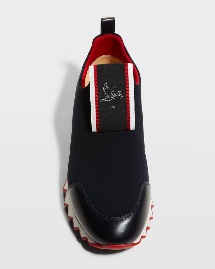 Christian Louboutin Silver Neoprene Spike Sock Slip On Platform