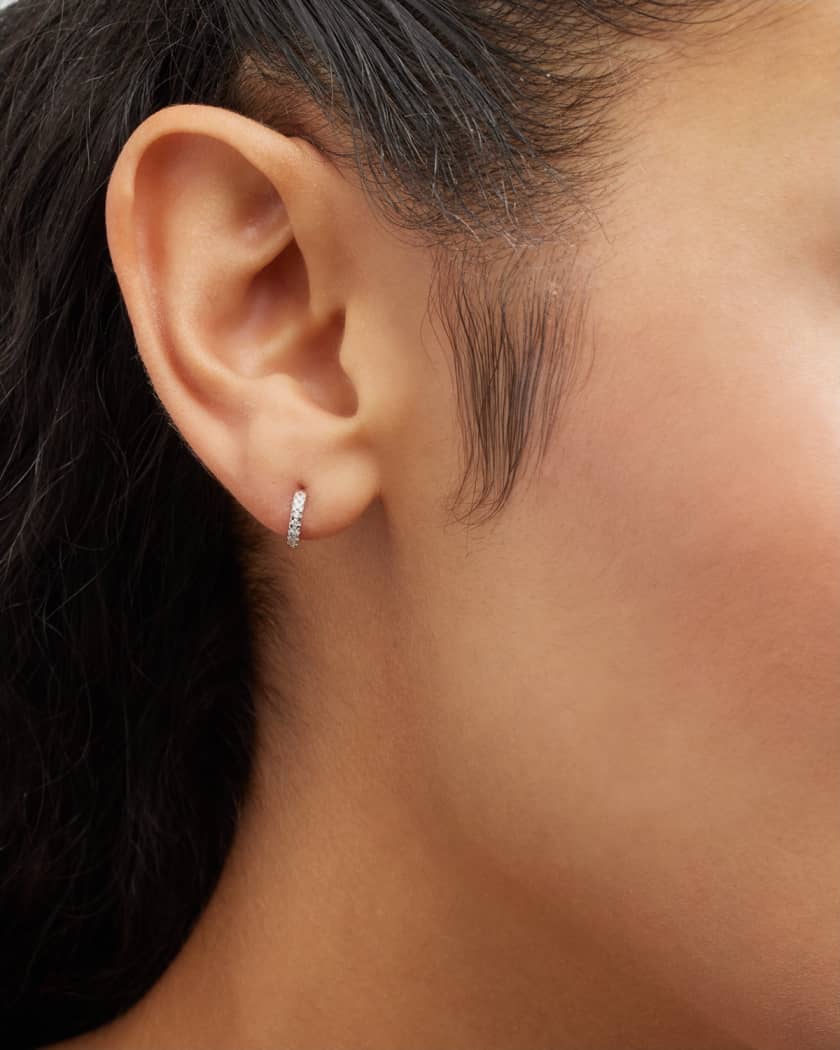 Tiny hoop diamond earrings clearance