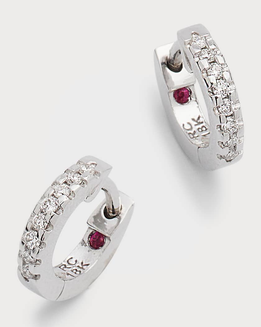 Roberto Coin 18k White Gold Diamond Small Hoop Earrings Neiman