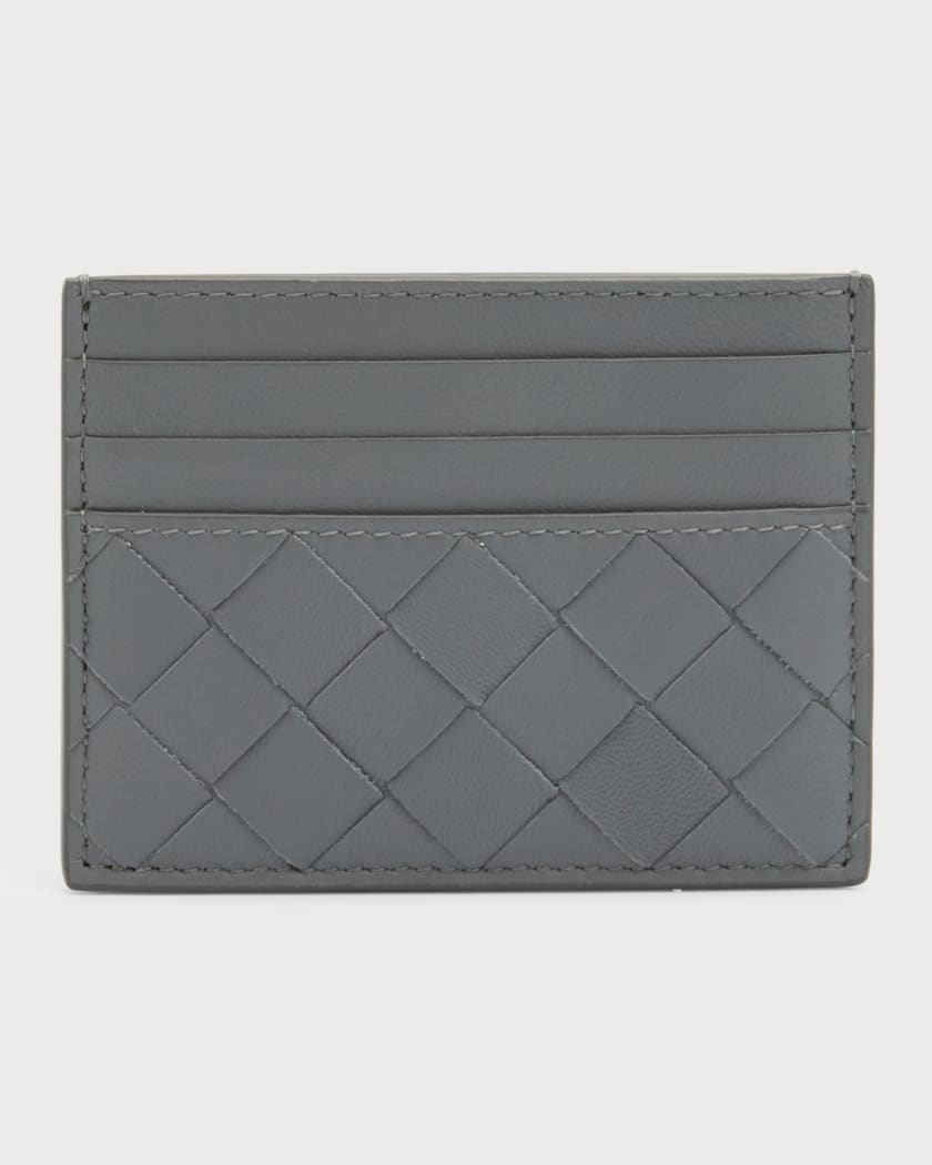 Tricolor Woven Leather Wallet, Gray/Red by Bottega Veneta at Neiman Marcus.