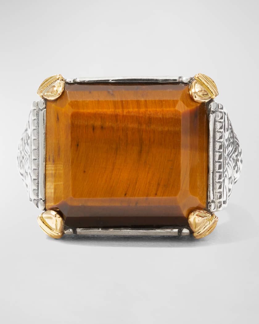 Konstantino Men s Perseus Two Tone Tiger s Eye Ring Neiman Marcus