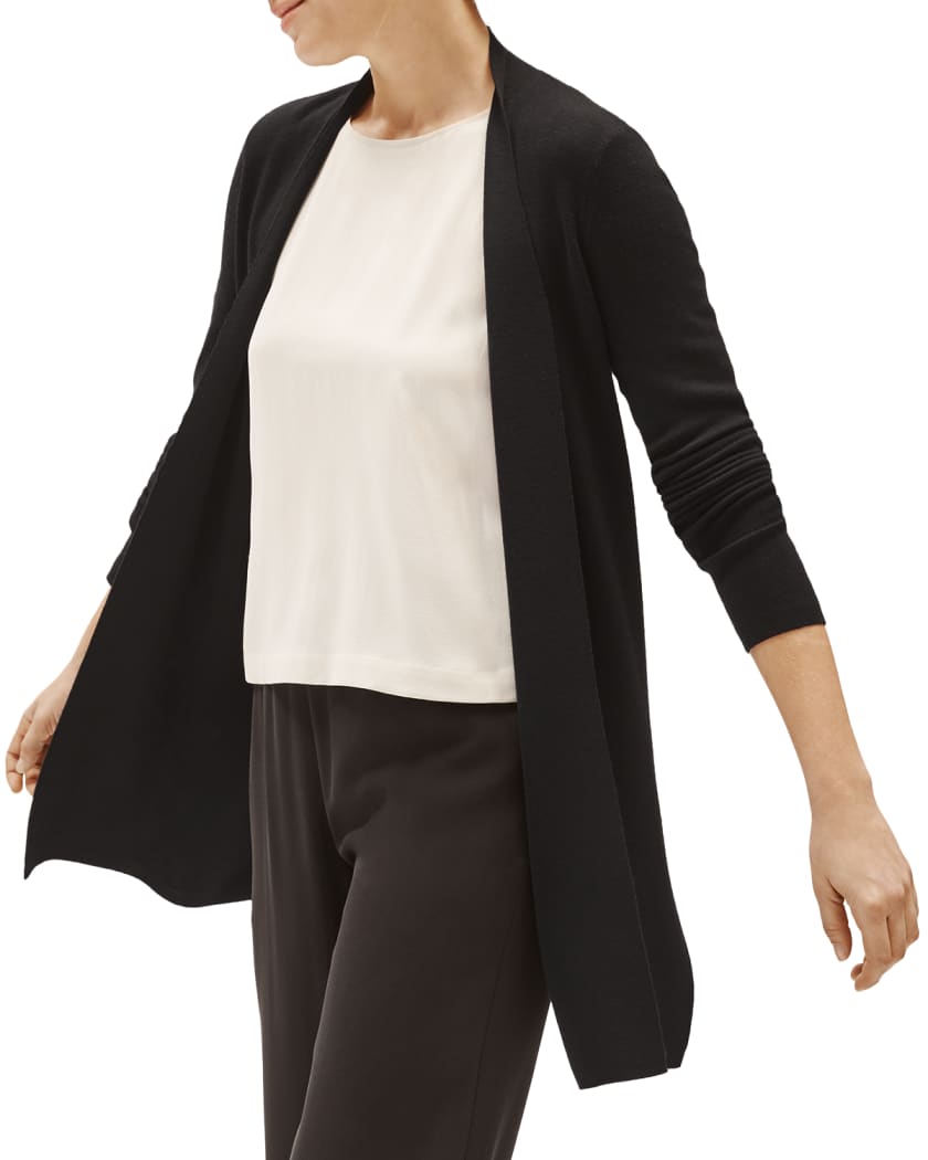 NEW Eileen Fisher Ultra Fine Merino Straight Long Cardigan Black size M $318