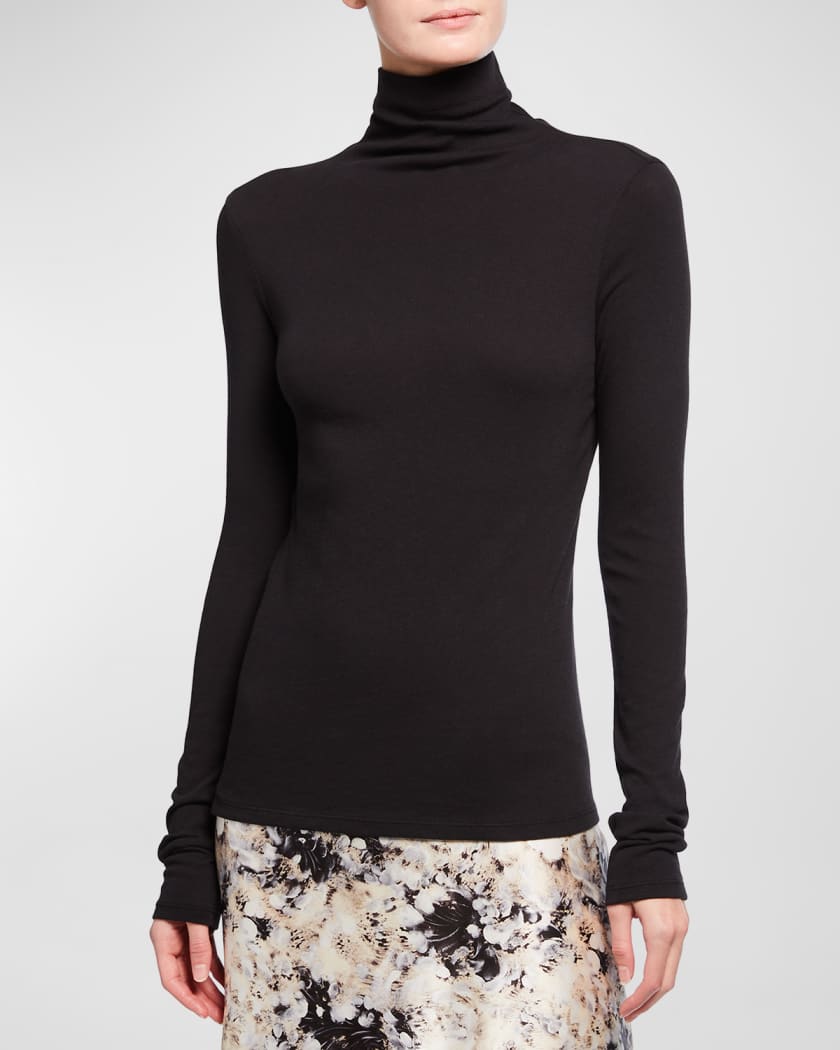 Vince Essential Long-Sleeve Cotton Turtleneck Top