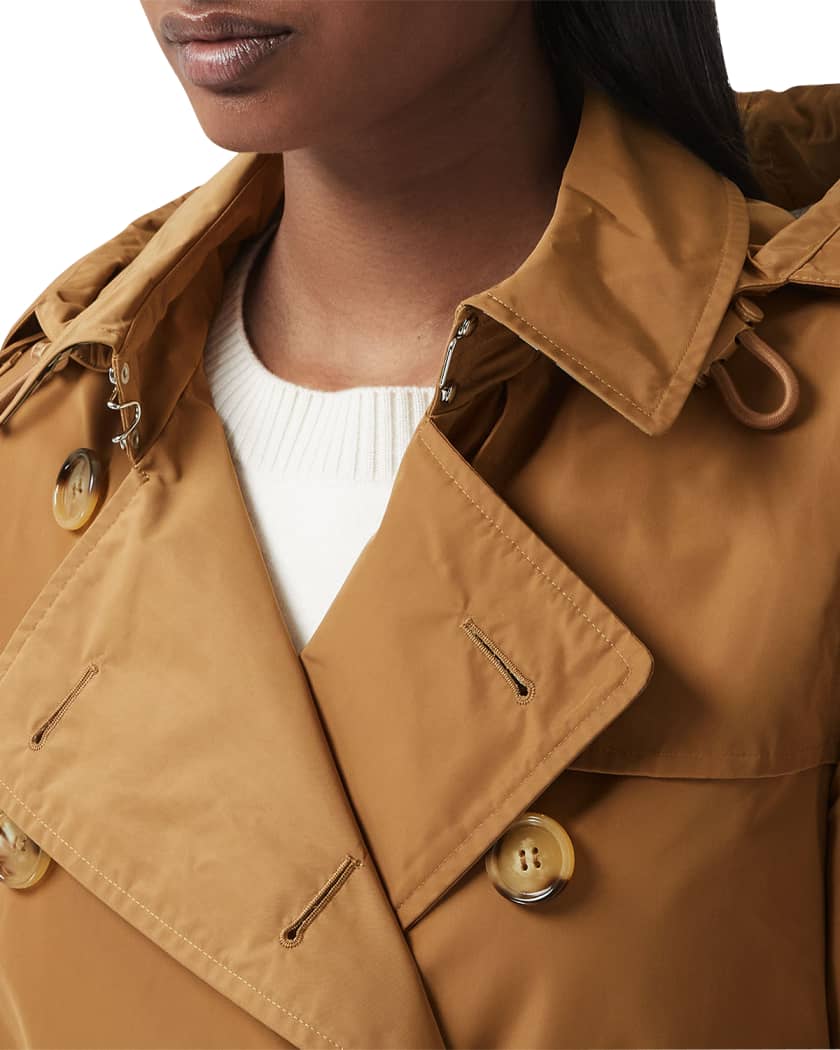 Burberry Detachable Hood Shape-memory Taffeta Trench Coat | Neiman Marcus