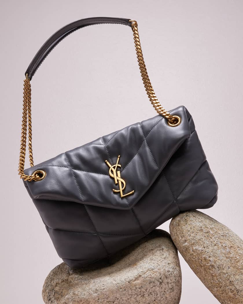 Lou Puffer Small YSL Shoulder Bag in Quilted Leather