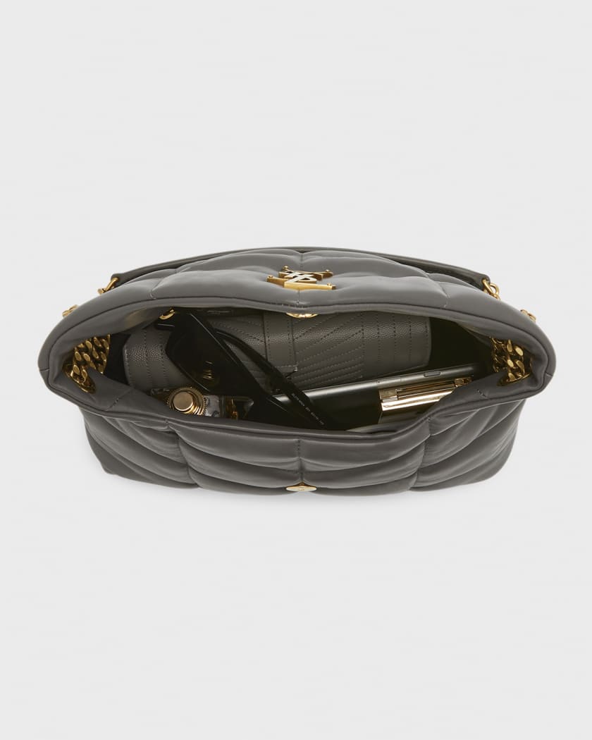 Loulou puffer handbag Saint Laurent Purple in Fur - 35426432