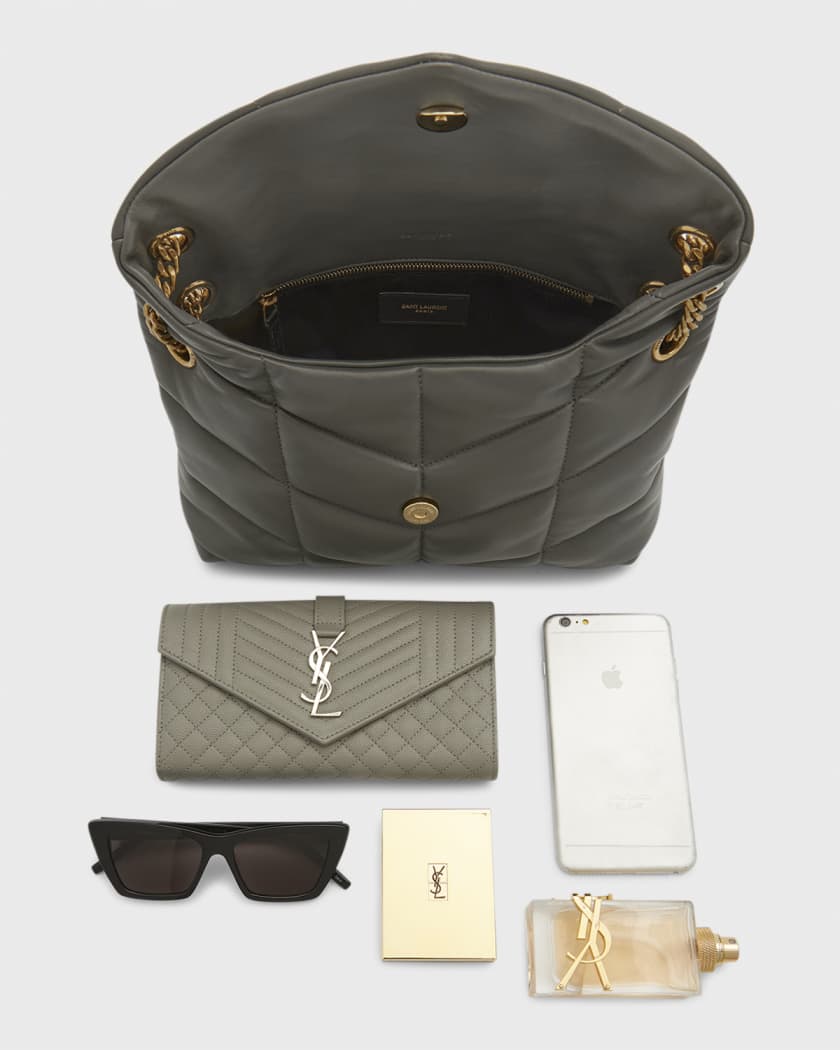 Lou Puffer Small YSL Shoulder Bag in Quilted Leather